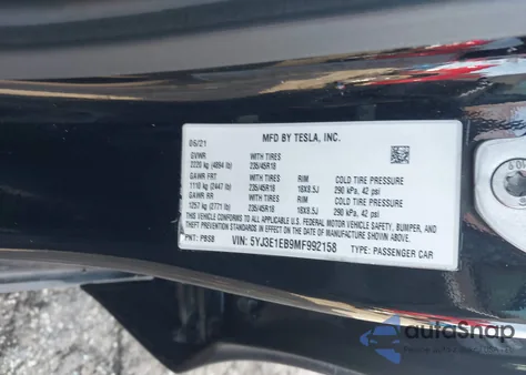 2021 Tesla Model 3 Long Range Dual Motor All-Wheel Drive from USA, damaged, VIN 5YJ3E1EB9MF992158